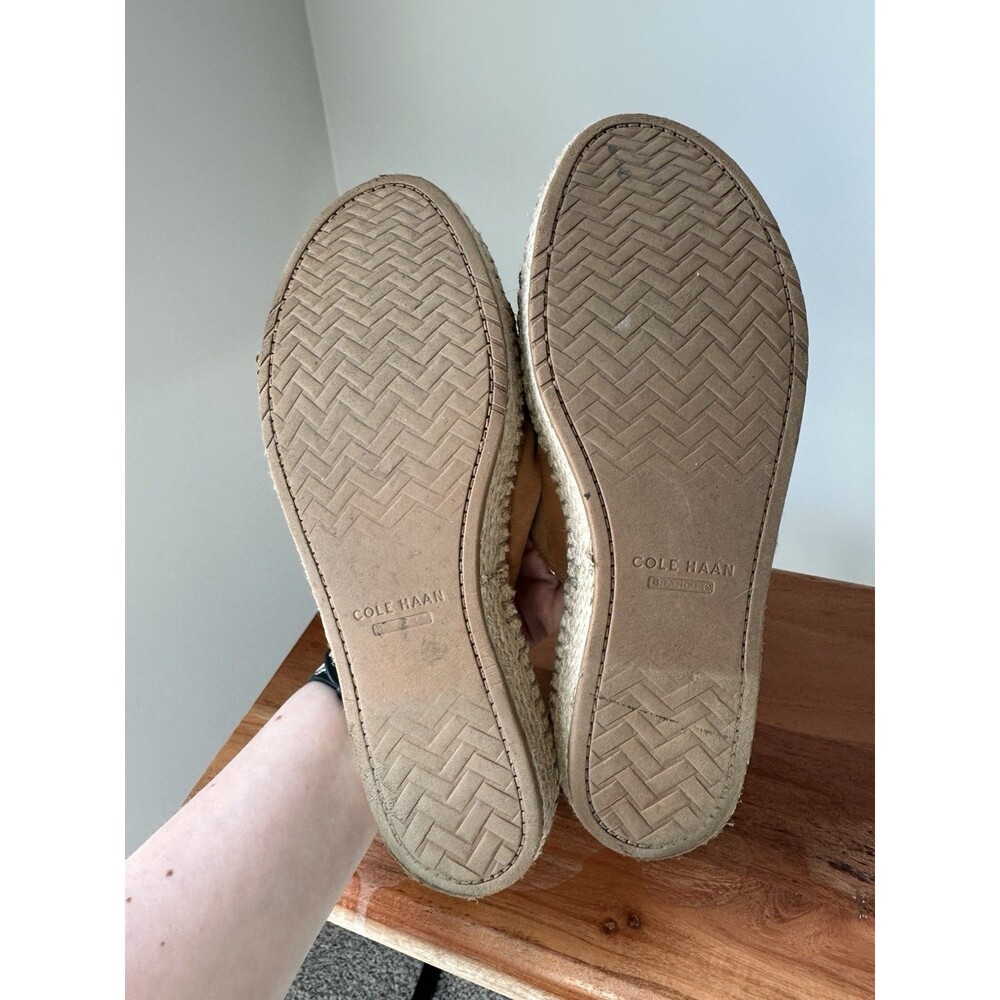 Cole Haan Cloudfeel Tan Leather Espadrille Slide Sandals Size 10 Boho Summer - Picture 6 of 7